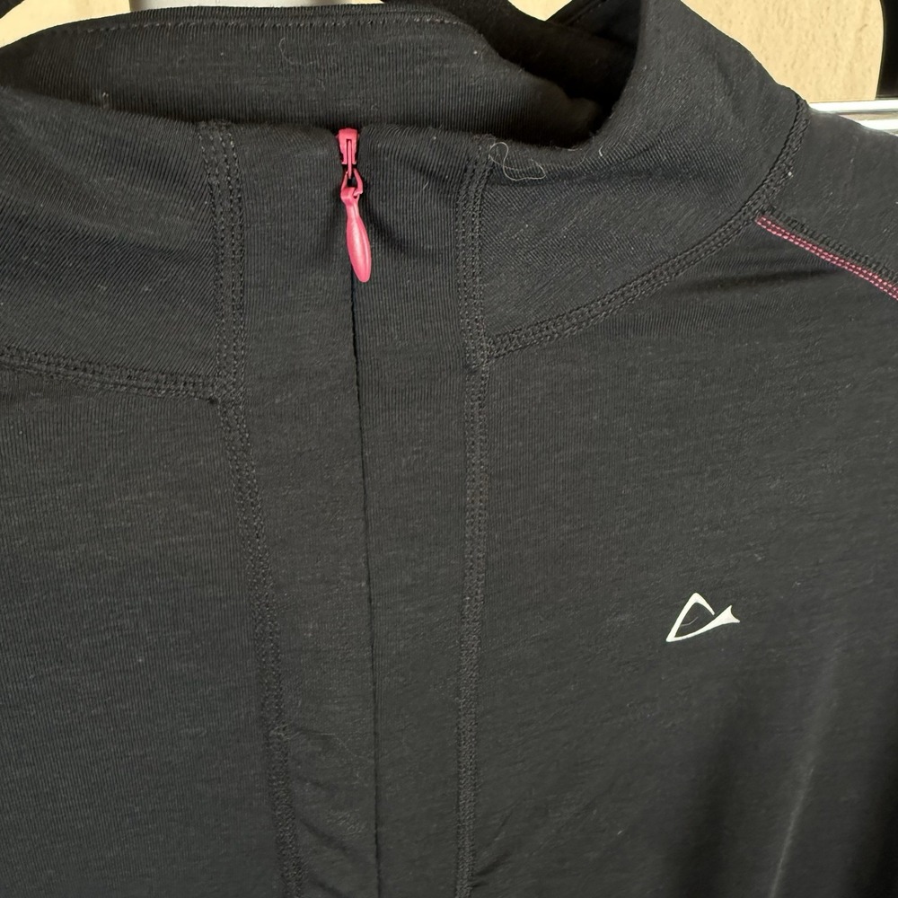 Paradox Pullover Womens LG Black Quarter Zip Thumbholes Wool Blend Base Top - Picture 2 of 5